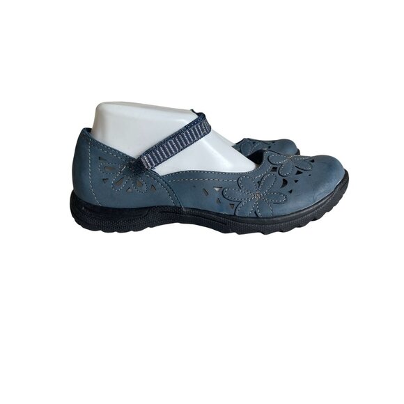 Earth Spirit Gelron 2000 Blue Leather Mary Jane Comfort Flats Daisy Floral US 9 - Picture 1 of 7